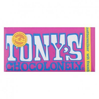 Tony&#039;s Chocolonely Wit framboos - knettersuiker